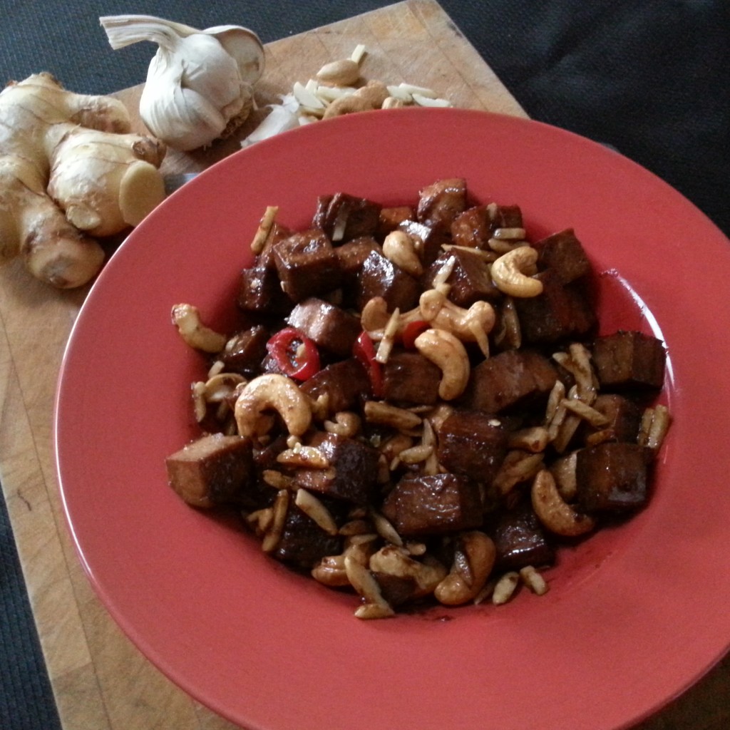 Chilli nuts and marinated tofu