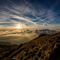 Image of sun and mountain